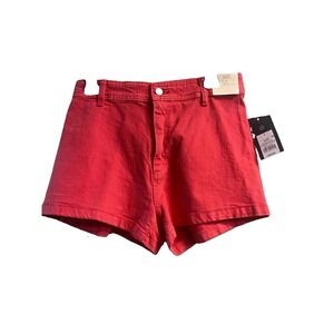 Universal Thread Sailor Shorts High Rise Slim Red Denim Button Pockets Size 8
